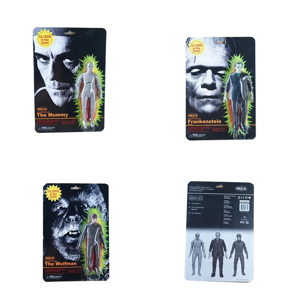 

4 Edition Glows in Dark Classic Monsters Frankenstein Mummy Wolfman NECA Action Figure Model Toys Gift Original Collection
