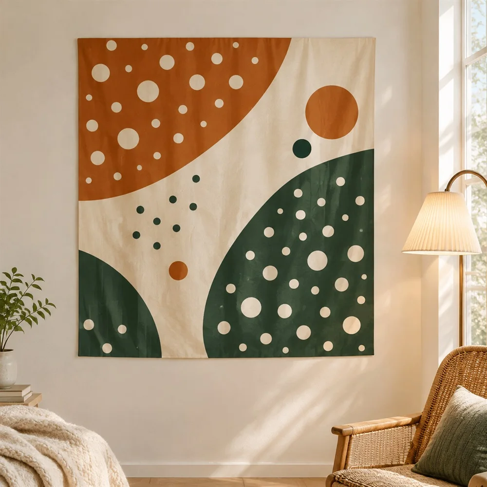 VIKAMA Polka Dot Tapestry Wall Hanging, Pop Art Pattern Wall Art, Funky Decor for Living Room Bedroom Office Kids Room