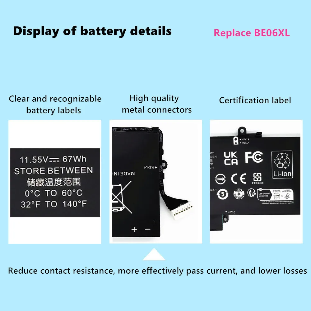 BE06XL 11.55V 67Wh Laptop Battery For HP Elitebook 1040 G4 Series HSTNN-IB7V HSTNN-DB7Y HSN-Q02C