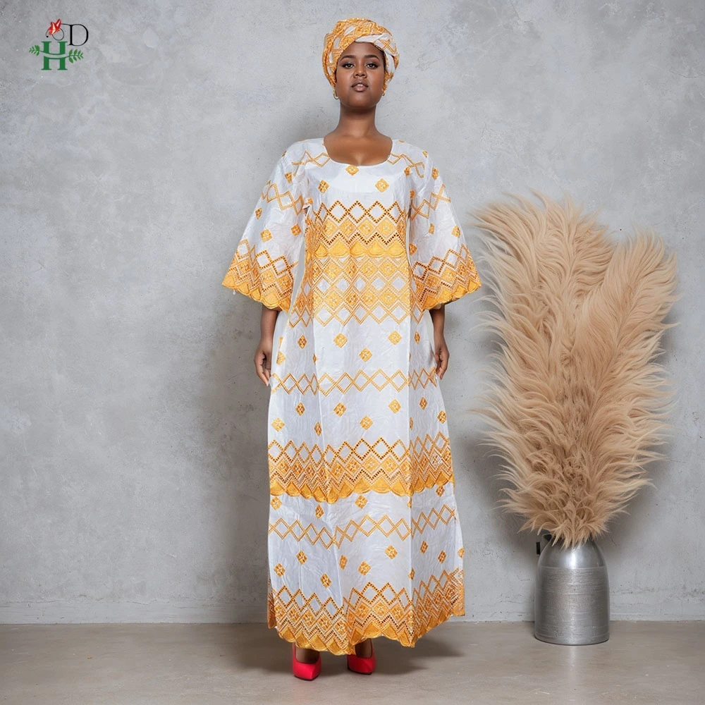 Nuovo abito tradizionale da donna africana ricamo oro Bazin Riche vestito da festa nuziale abito Bubu abito da chiesa Boubou Djellaba