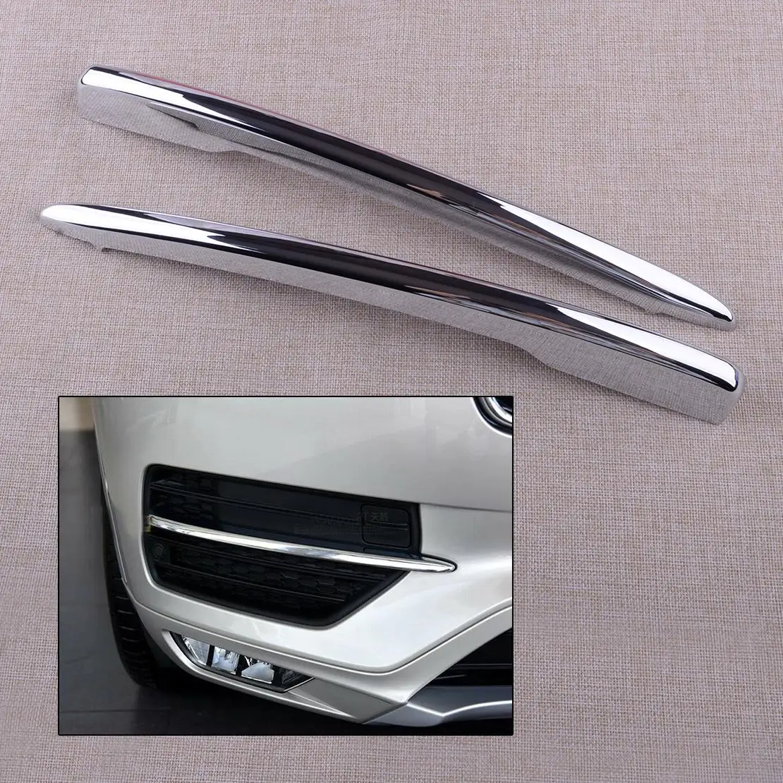 1 Pair ABS Chrome Front Fog Lamp Light Cover Trim Strip Fit for Volvo XC90 2015-2019