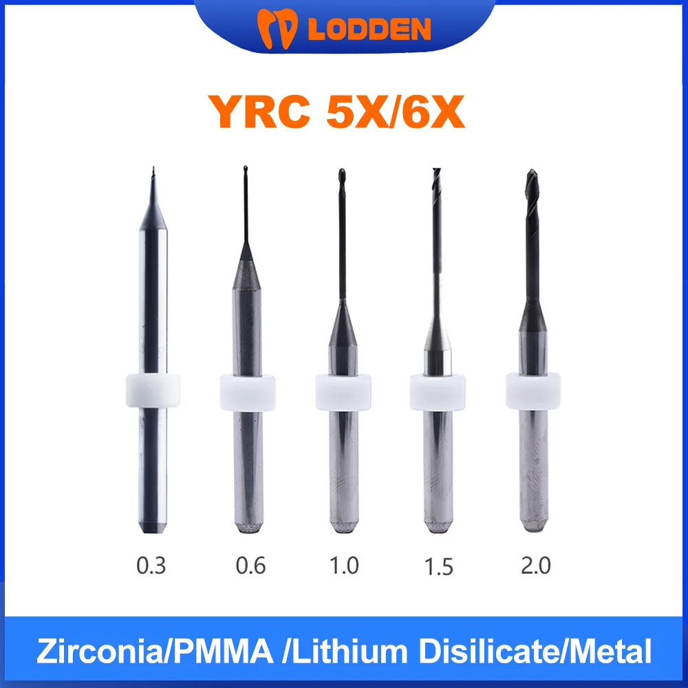 YRC 5X/6X Dental Milling Burs Zirconia/PMMA /Lithium Disilicate/Metal DLC/DC/DCG Coating D4 Shank For Dental Lab CAD CAM System