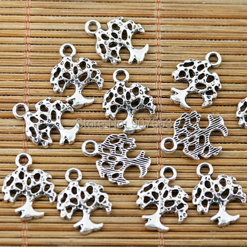 50pcs 15*11mm Tibetan Silver Tone Apple Tree Charms EF1819 Charms for Jewelry Making