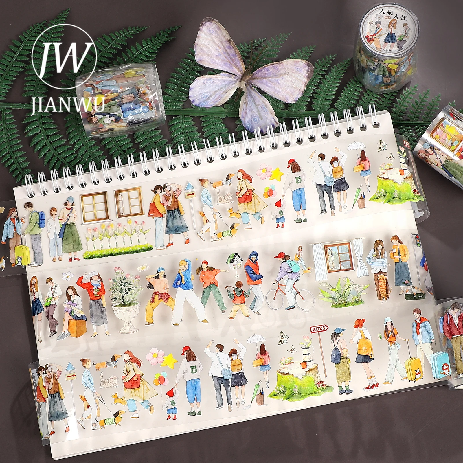 JIANWU 50 مللي متر * 5 متر شخصية عتيقة السفر المشهد المواد الكولاج سكرابوكينغ PET الشريط الإبداعية لتقوم بها بنفسك مجلة القرطاسية