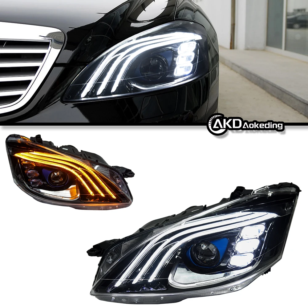 Auto Parts For W221 Headlights 2006-2012 S300 S400 Maybach Styling LED Daytime Lights Dual Projector DRL Car Accesorios Modified