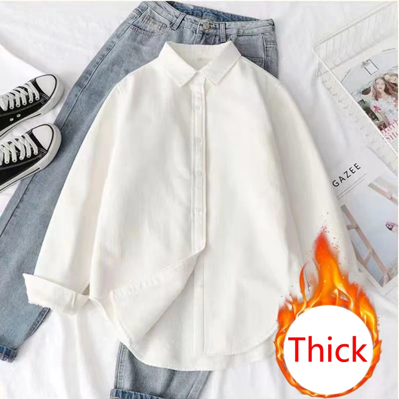 Thicken Shirt Jacket Autumn Winter Student Coat Tops New Long-Sleeved Coat Women Fashion Warm Bottoming Shirt Female NS5820