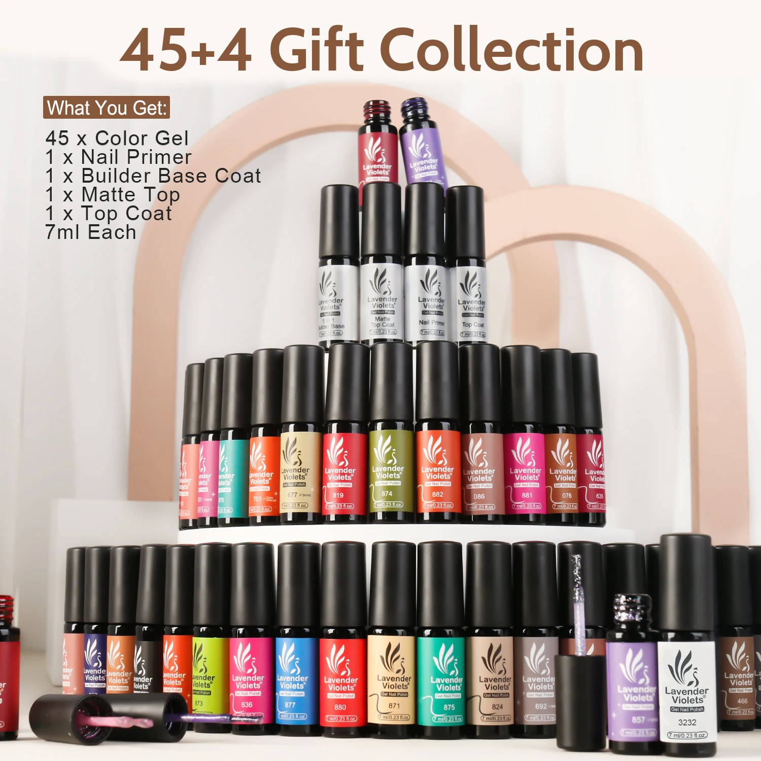 45 kleuren bruin rood roze glans glitter serie gel polish set en 4 flessen basis toplaag nagelprimer voor nail art manicure