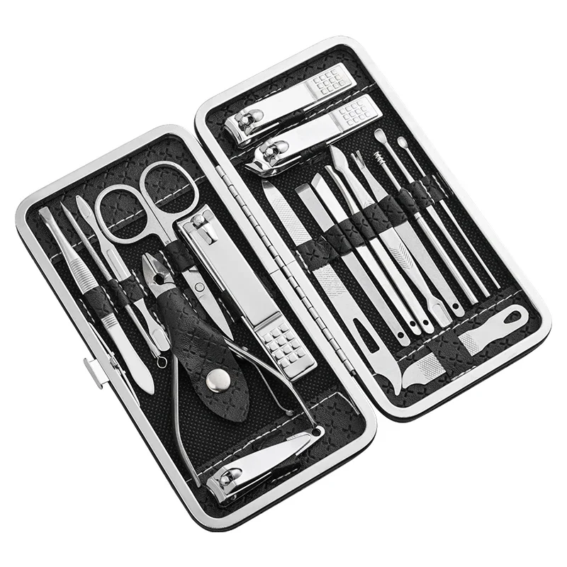 

Home Nail Clipper Set Of 19 Pieces Large Size Dead Skin Pliers Diagonal To Remove Dead Skin Small Eyebrow Clipper Leather Sleeve