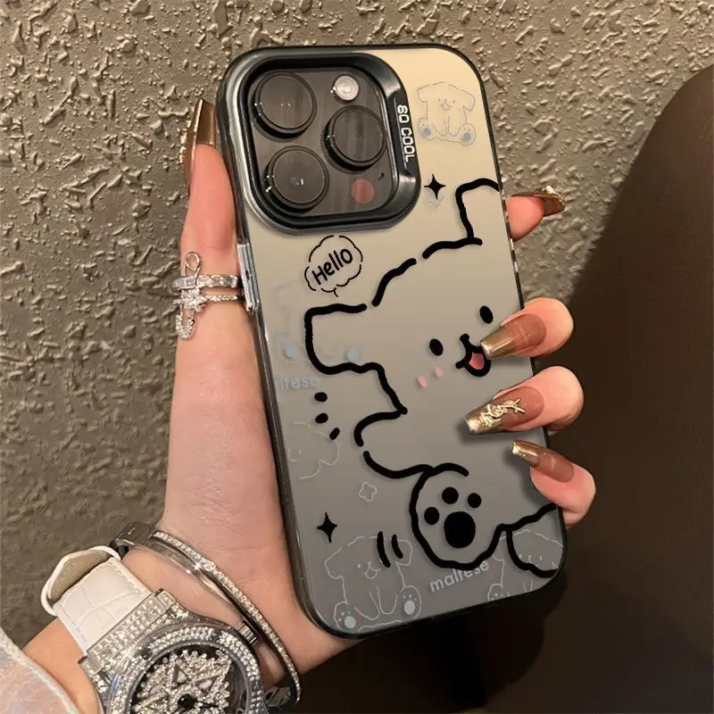 Cute Cartoon Line Puppy Phone Case for Samsung Galaxy S24 S23 S22 S21 S20 Note20 Ultra Plus FE M31 4G 5G Matte Back Cover