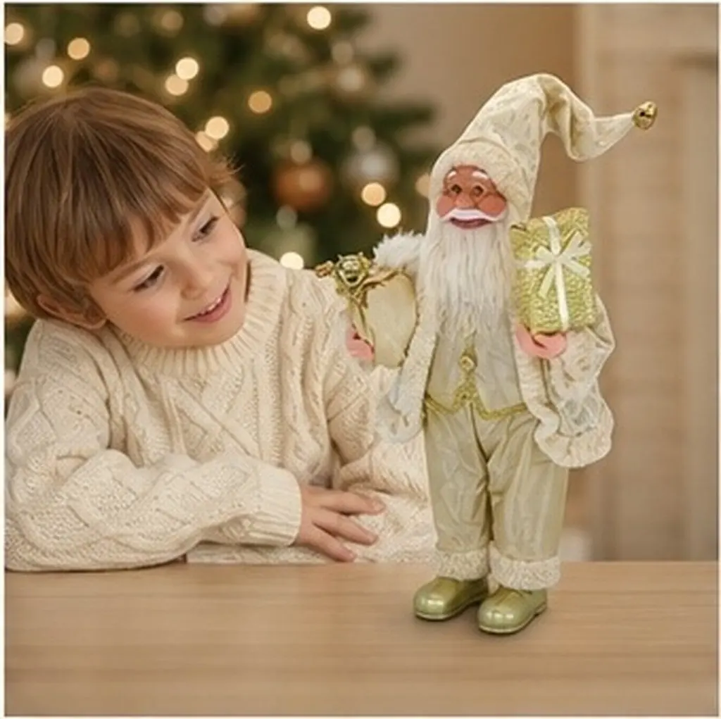 Standing Christmas Santa Claus Statue Xmas Ornament for Tabletop Decoration Xmas Scene Prop Christmas Gift Party Supplies