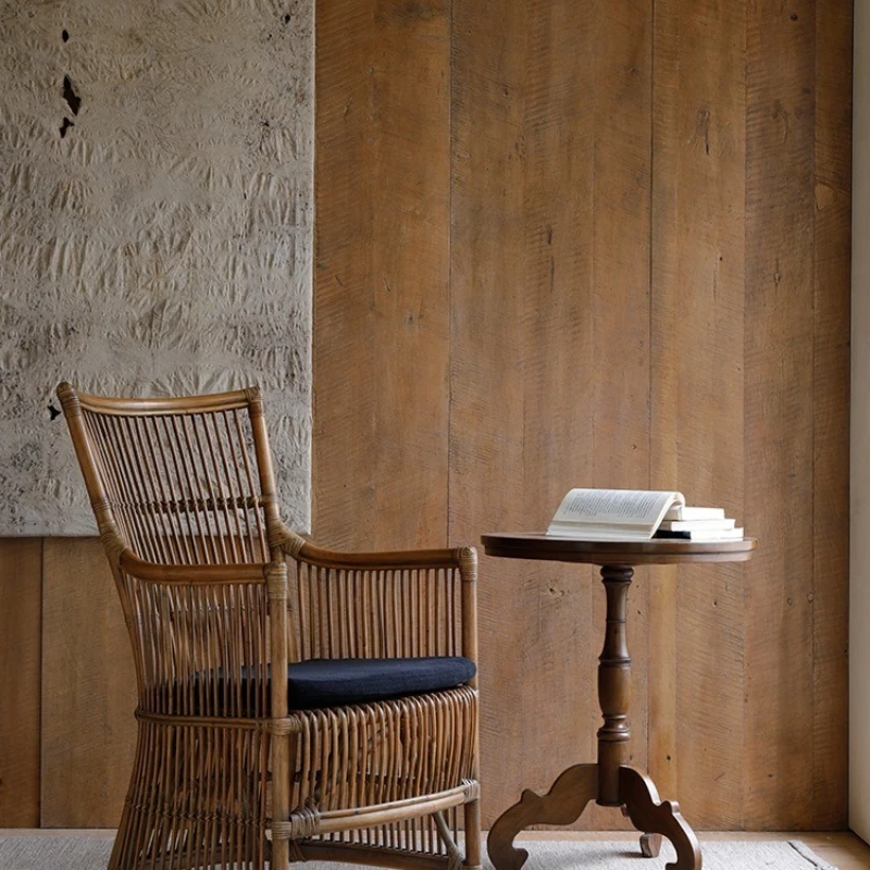 Single rattan chair, natural rattan retro handmade rattan, balcony casual wabi-sabi wind