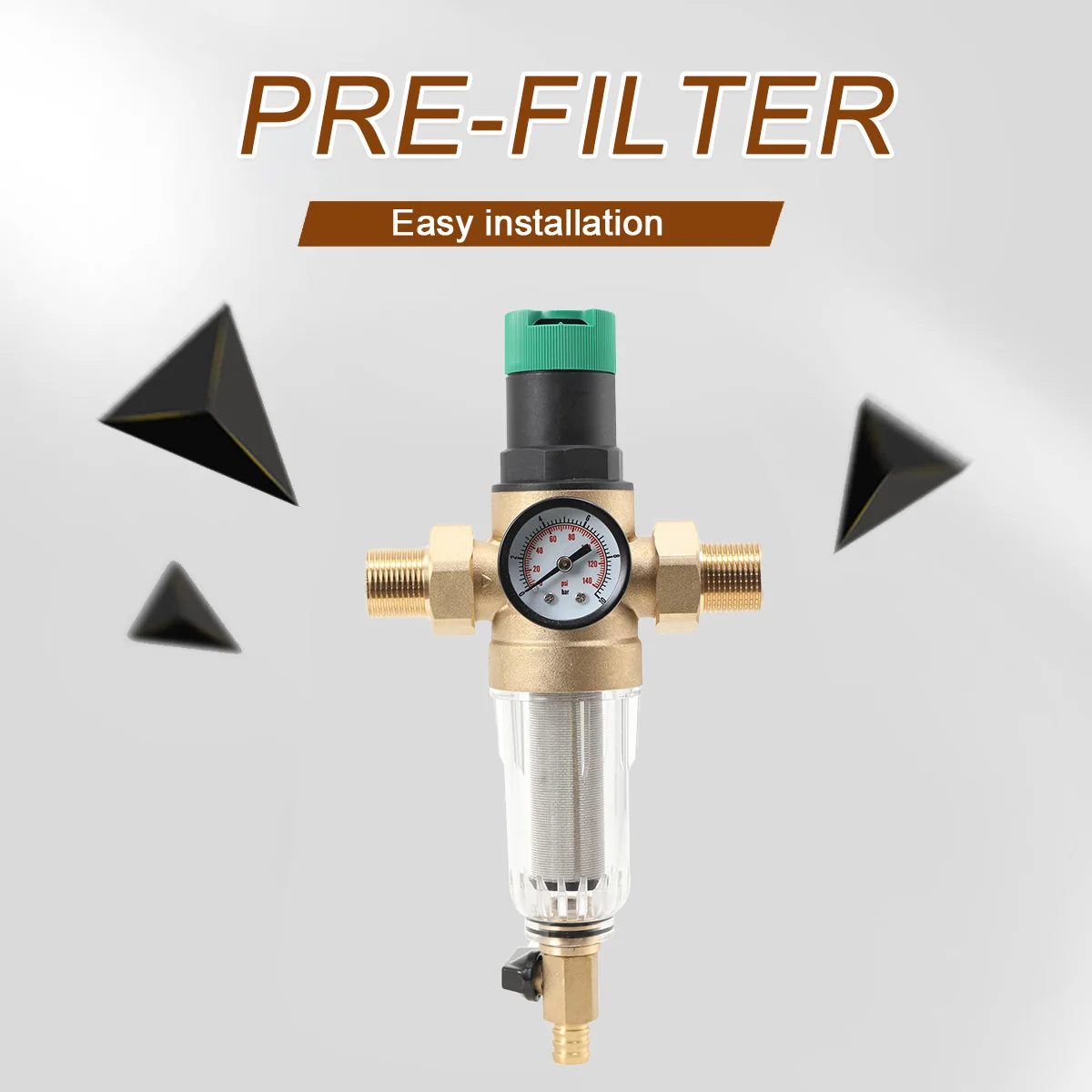 1 Stück Wasserdruckregler mit Rückspülfilter und Manometer DN20 Gartenbewässerungszubehör – Detail 9
