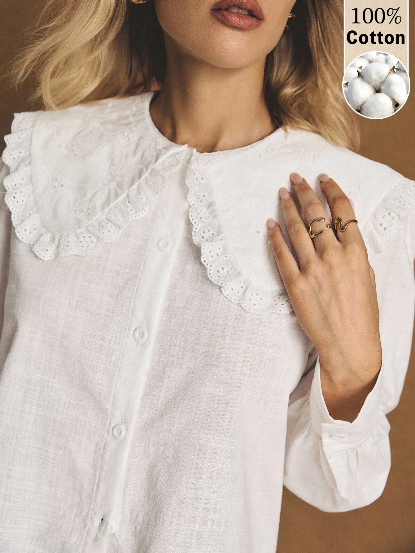 Ladies Elegant White Peter Pan Collar Button Front Shirt Blouse Old Money Business Casual Tea Party Top Women Summer Fall Winter
