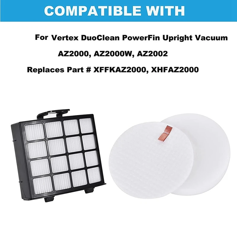 Replacement Filters For Shark Vertex Duoclean Powerfin Upright Vacuum AZ2000,AZ2000W,AZ2002,Part XFFKAZ2000,XHFAZ2000-AT35