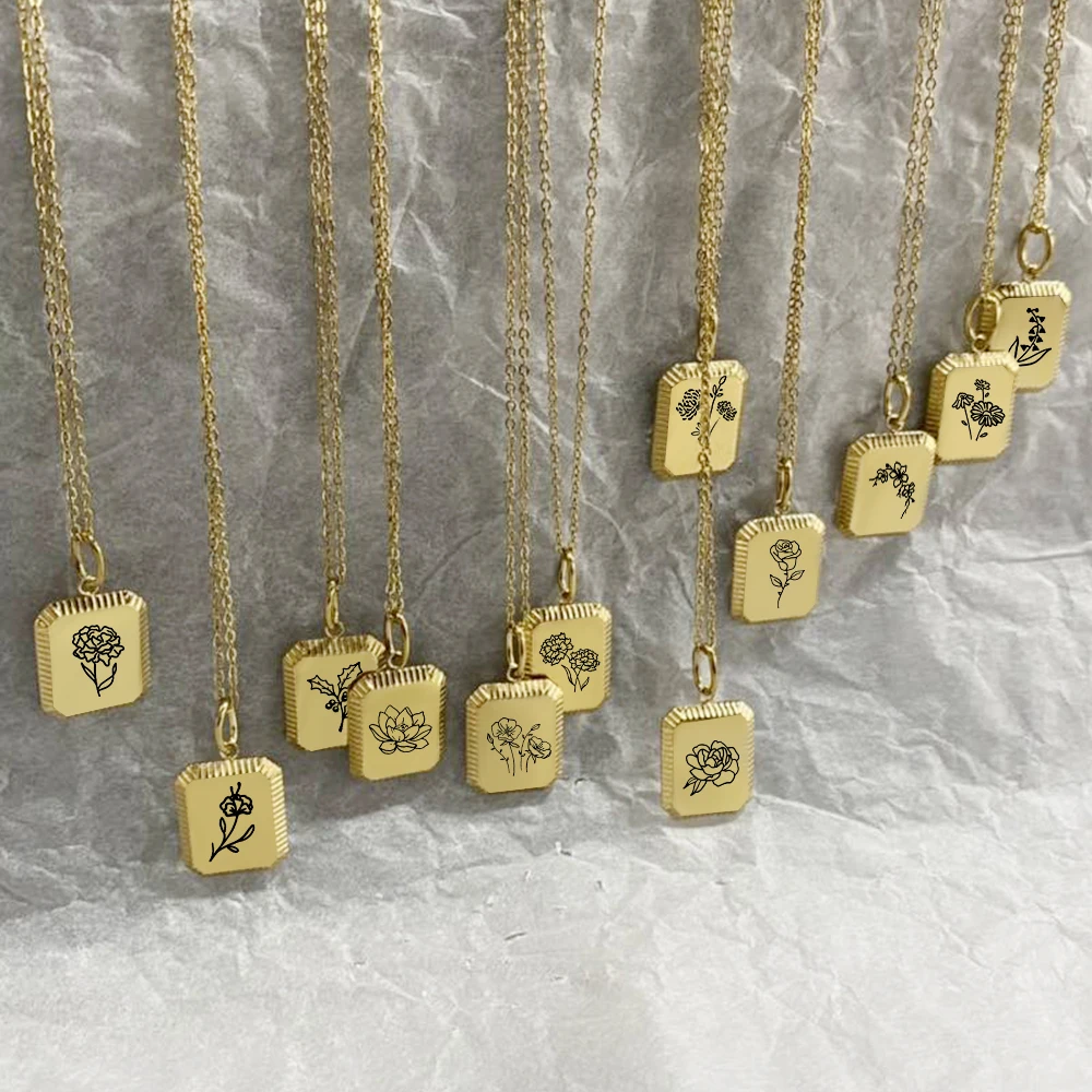 eManco Square Tags Cards Charm Pendant Man DIY Necklace&Pendants Stainless Steel Fashion Keychain Women Jewelry
