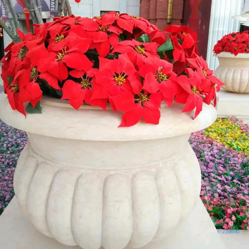 Flores Pascua artificiales seda, ramo centro decoración navideña para hogar, envío directo
