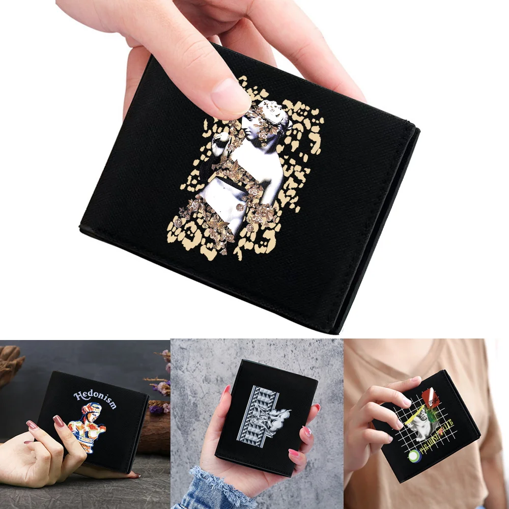 

Wallet Mini Card Holder Simple Coin Pouch Id Credit Card Top Quality Black Pocketbook Credit Case Bag Sculpture Series