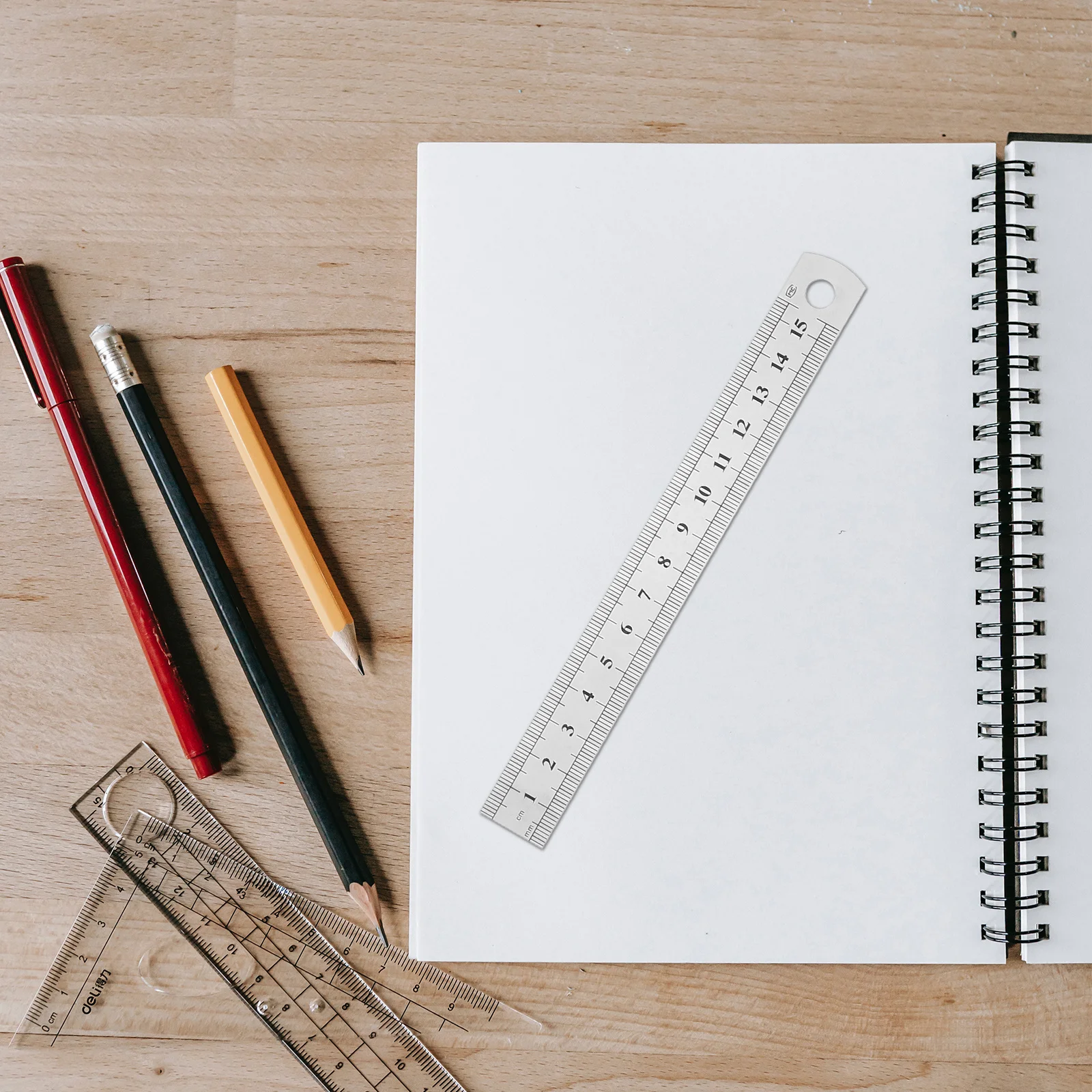 3 قطعة مجموعة رسم الصلب حافة مستقيمة مزدوجة الجانب مقياس أداة قياس الهندسة للطلاب الفنان صياغة الحكام المعدنية #3