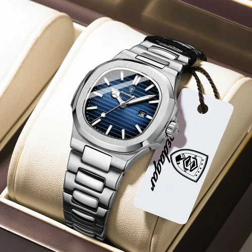 POEDAGAR Reloj de lujo para mujer con fecha resistente al agua luminoso Reloj de pulsera de cuarzo para mujer relojes de moda de acero inoxidable para mujer Reloj