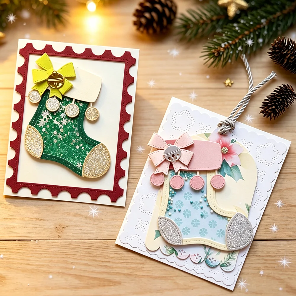 Alinacutle Christmas Stocking Metal Cutting Dies For Merry Christmas Shaking Card Making, Scrapbooking,Junk Junal, Pape Craft