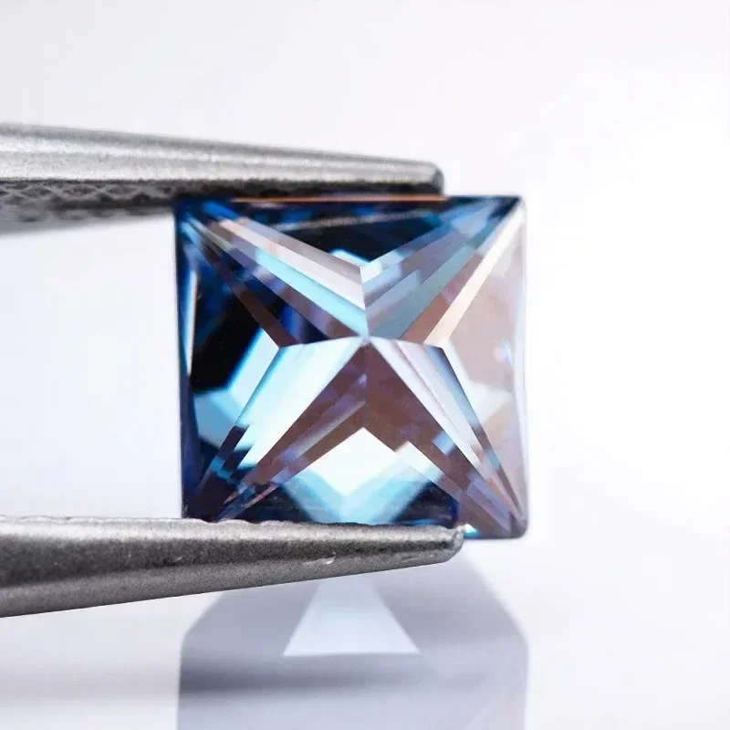 

Moissanite Stone Sapphire Blue Color Princess Cut Gemstone For Jewelry Making Material Lab Grown Advanced With Certificate