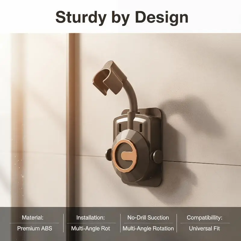 

No Drill Adjustable Shower Head Bracket Universal Wall Mounted Holder Self-Adhesive Sprayer Fixed Base For Bathroom Accessories