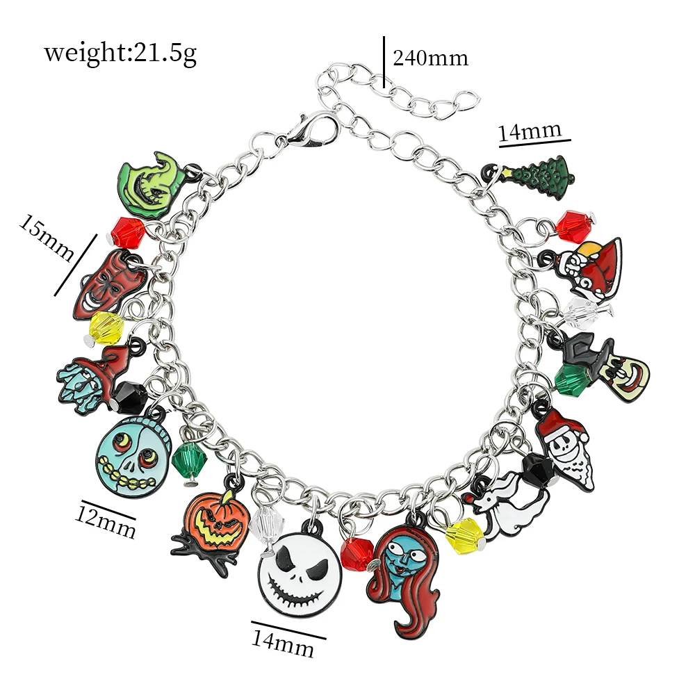 The Nightmare Before Christmas Bracelet Halloween Charm Jewelry Jack Skellington Pendant Bangle Halloween Accessories