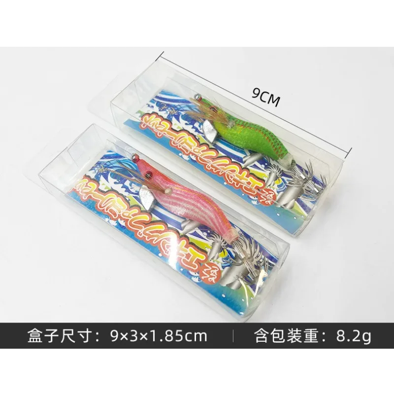 

Светящийся деревянный крючок для кальмара 1,5 маленького размера с утяжеленными бусинами для морской рыбалки каракатицы, имитация приманки в форме креветок