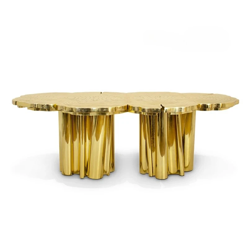 Irregular special-shaped dining table light luxury high-end villa luxury restaurant oval designer fashion