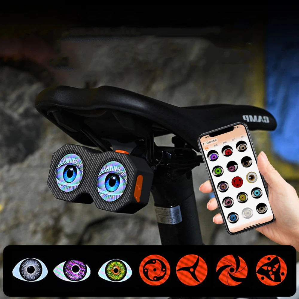 Motorcycle Bicycle Dynamic Devil's Eye Tail Light 3D LED Decorative Lights Mobile APP Control DIY Pattern Modification Accessory