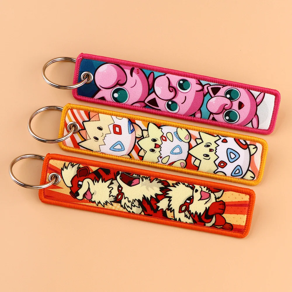 Embroidered Cute Tag keys Car Keychains for Men Keyring Japanese Anime Women Men Novel Fashion Jewelry Accessories