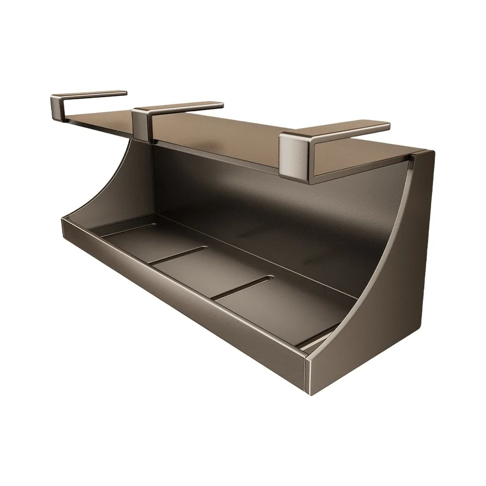 Attachable Gray Carbon Steel Shelf for Mirror Cabinet For Cosmetics Storage 30 10 11cm Bathroom Organization Solution