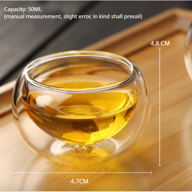 Glass tea cup double-layer insulated small tea cup household transparent glass tea mini cup tasting cup 6 pieces/batch