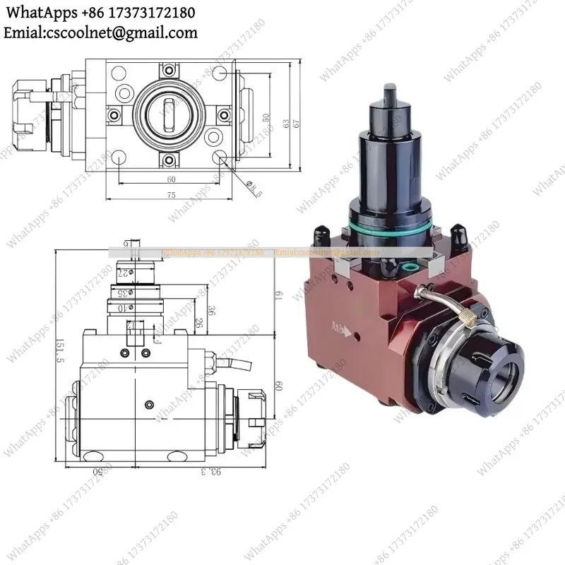 JS02 Power Head Tool Holder for Milling Machine 0° 90° Composite Type 40-85 Range Universal Fit