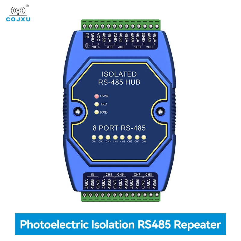 

8 Way Industrial Grade RS485 Repeater COJXU E810-R18 Power Signal Isolation ESD Protection DC 9-40V Rail Mounting High Speed