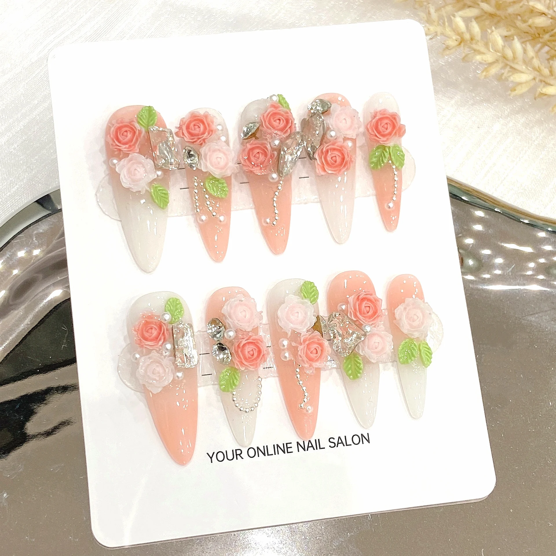 

Rose Ins New Style High-End Handmade Glass Nail Art, Versatile and Stylish for Trendy Girls (1648)