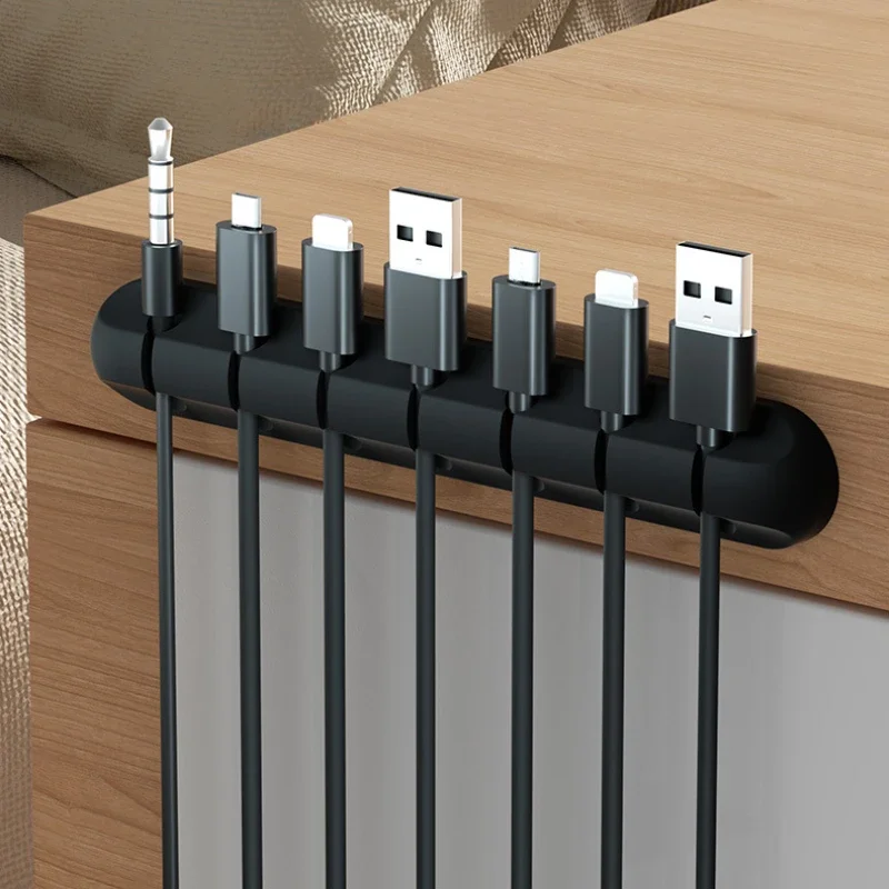 USB مدير كابلات حامل الأسلاك مرنة إدارة الكبلات اللفاف مرتب سيليكون كليب ل لوحة المفاتيح الماوس سماعة حامي