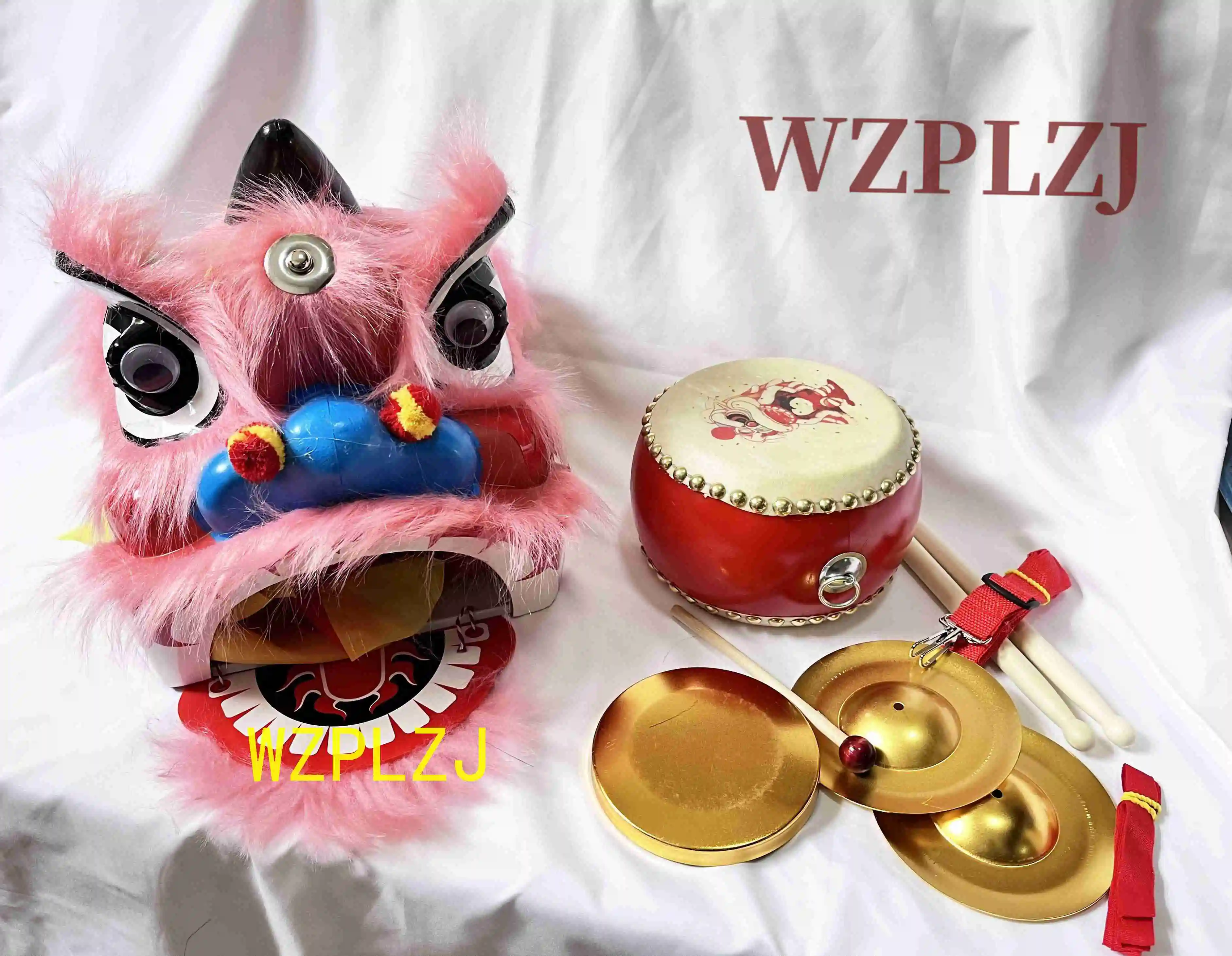 12 inch Lion Dance Costume Cartoon Drum Gong cymbals 2-5 Age Boy Girl Child Play Parade Stage Outdoor Sports Toys  Games