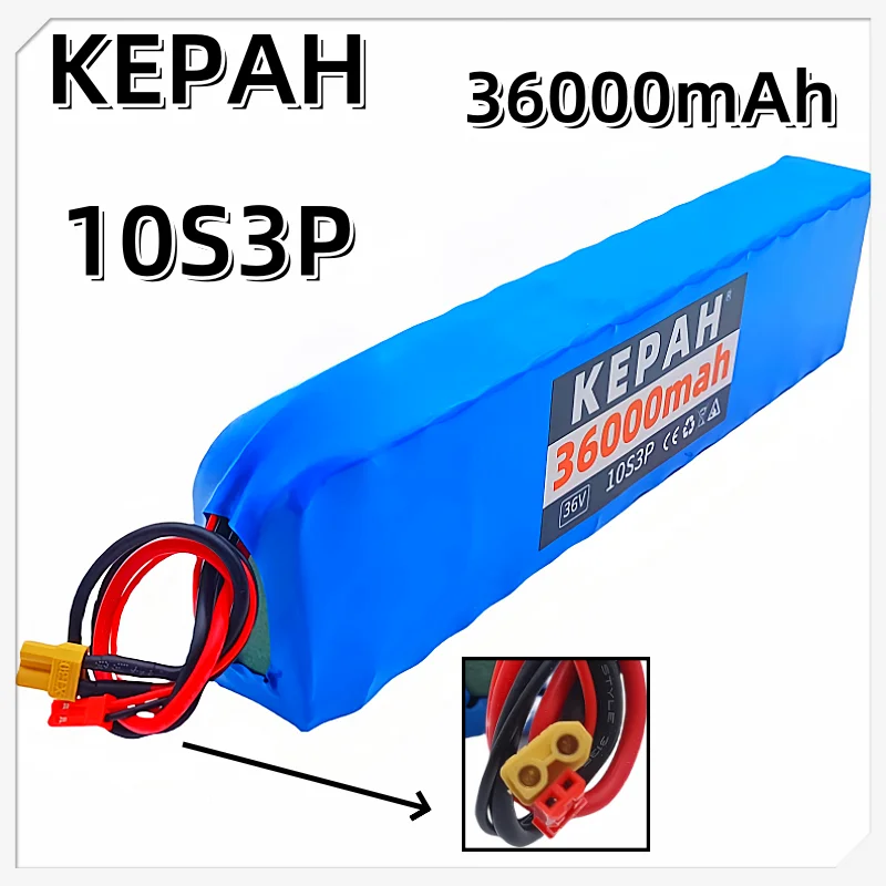 36V 36Ah 18650 Rechargeable Lithium Battery Pack 10S3P 600W Power Modified Bicycle Scooter Electric Vehicle with BMS