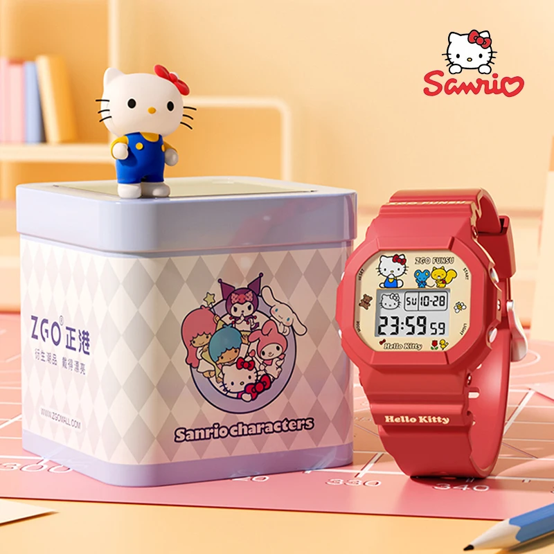 

Original ZGO Sanrio Joint Anime Watch Cinnamoroll Hello Kitty Simple Luminous Waterproof Square Electronic Watch Boy Girl Gifts