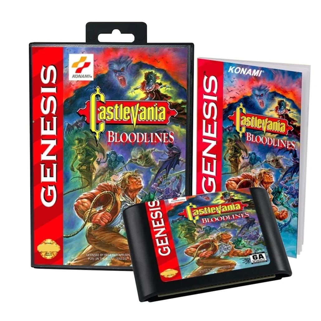 

Castlevania Bloodlines NTSC-U Only with Box and Manual for 16 Bit Sega MD Game Cartridge Megadrive Genesis System