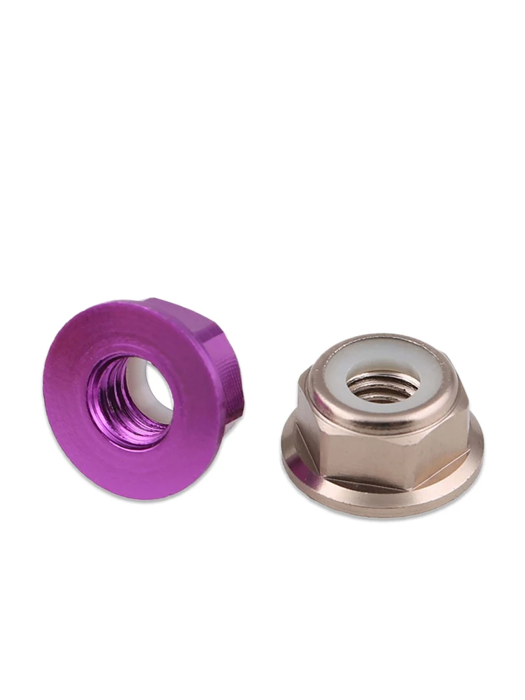 5pcs M2 M3 M4 M5 M6 Grade 4.8 Multicolor Aluminum Alloy Flange Lock Nuts  Thread Pitch 0.4~1mm Nylon Ring Self-Locking Screw Cap