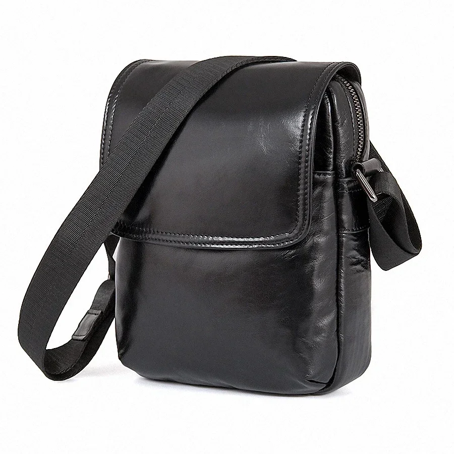 Business Men Genuine Leather Bag Natural Cowskin Men Messenger Bag Vintage Vertical Men\'s Cowhide Shoulder Crossbody Bag LI-2021