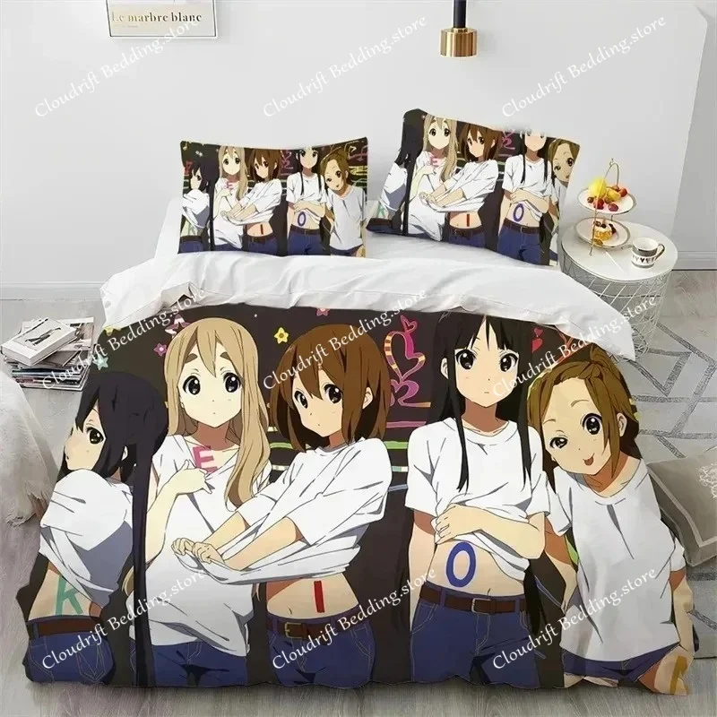 K-ON Kawaii Girls Anime Bedding Set,Duvet Cover Comforter Bed Set Quilt Cover Pillowcase,King Queen Twin Size Boys Girls Adultse