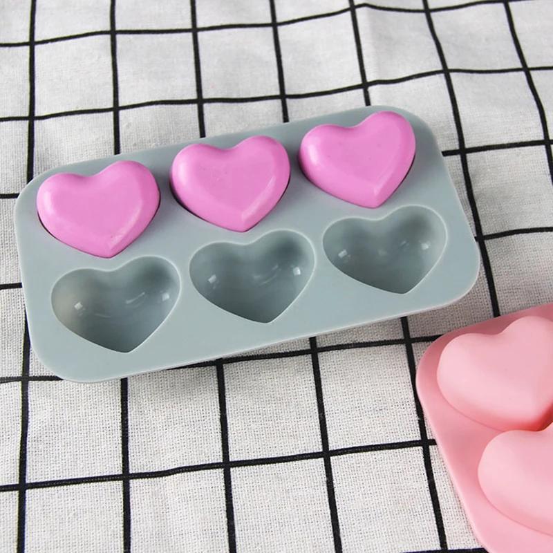 6 Cavity Soap Silicone Molds Heart Chocolate Mold Love Shape Forms Dessert Mousse Jelly Mold Confeitaria Cake Decoration Tools