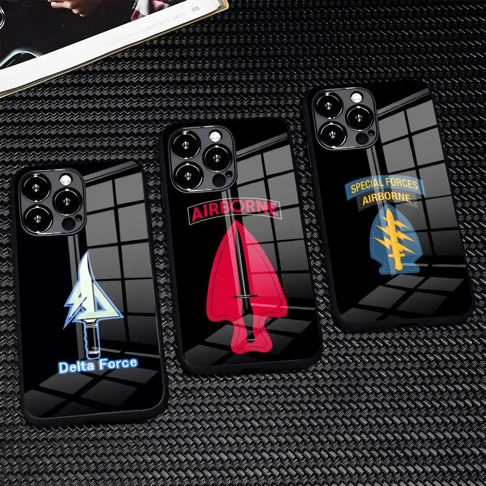 Funda de Teléfono Delta Force Special Forces Army para iPhone 17 Pro Max 16 15 14 Pro Max 13 11 X Xs Xr 8 7Plus, Cubierta de Vidrio