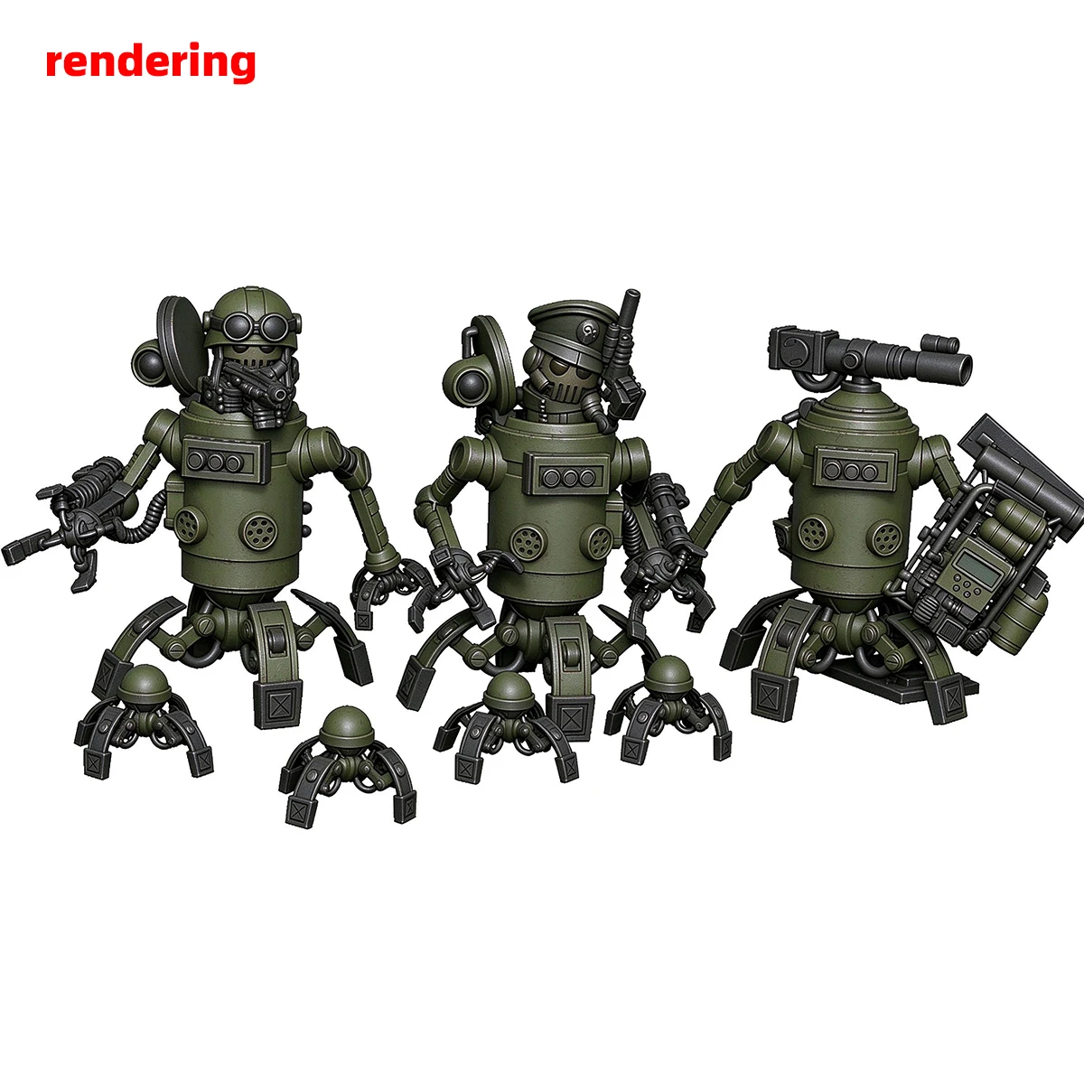 Q-Version Modellbausatz 3D-Harz Miniatur-Soldatenfiguren Diorama Unbemalte Sci-Fi-Cartoon-Pilotierte Mecha-Drohne DIY – Detail 13