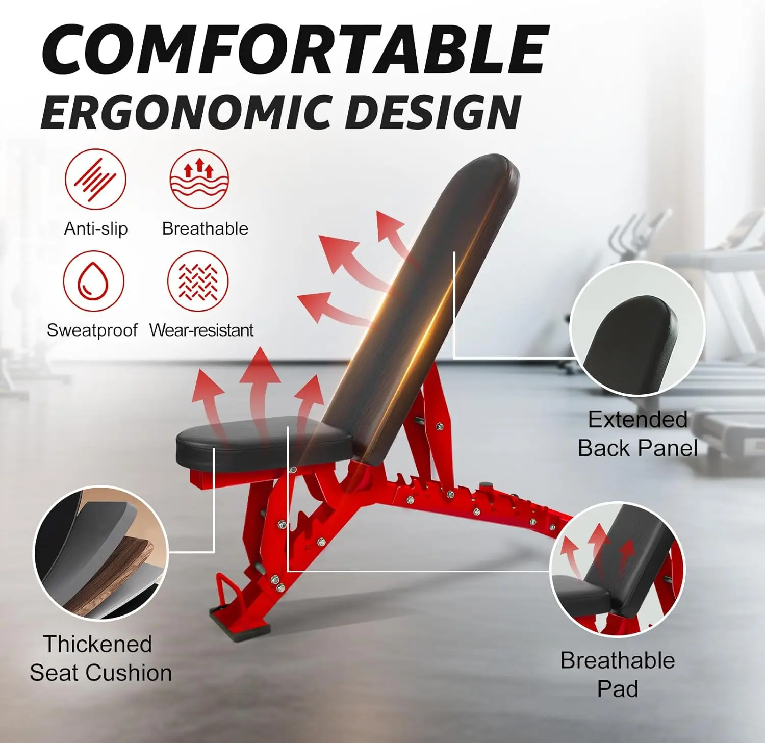 Weight Bench Adjustable Workout Benches for Home Gym Dumbbell Exercise 8 Backrest 3 Sitting Positions