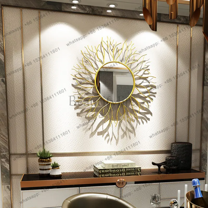Home storage light luxury decorative mirror pothos office hanger floor iron art decoration