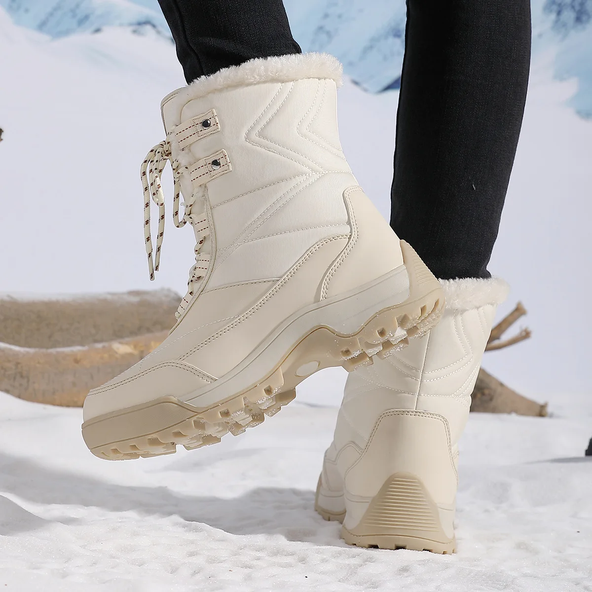 

Женские зимние ботинки, зимние флисовые, морозостойкие, на толстой подошве, с высоким берцем, из северо-восточного хлопка, уличные теплые хлопковые ботинки больших размеров